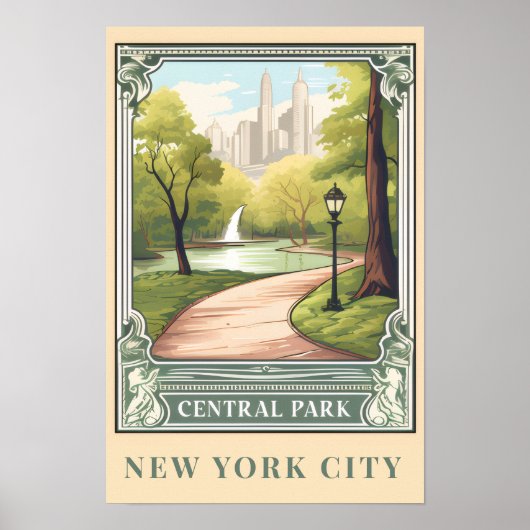 Central Park NYC Vintage Reise Kunst Poster (Vorne)