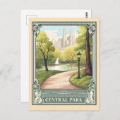 Central Park NYC Vintage Travel Art Postkarte (Vorne/Hinten)