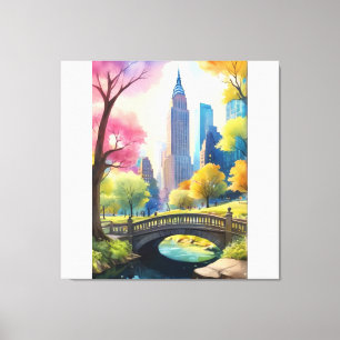 Central Park of NYC in V Aquarellmalerei 1 Leinwanddruck