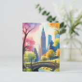 Central Park of NYC in V Aquarellmalerei 1 Postkarte (Stehend Vorderseite)