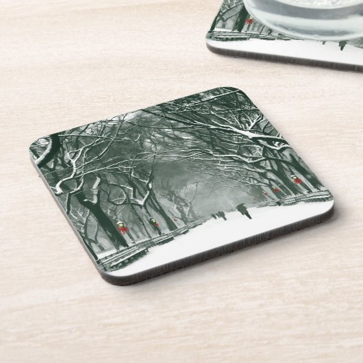 Central Park Snowy Path Untersetzer (Linke Seite)