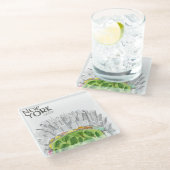 Central Park u. New- York Citycollage Glasuntersetzer (Schrägansicht)