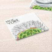 Central Park u. New- York Citycollage Rechteckiger Pappuntersetzer (angewinkelt)