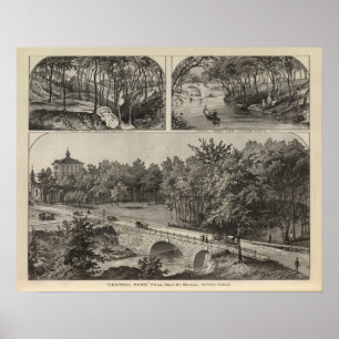 Central Park von Hauptst.-Brücke, Marion, Kansas Poster