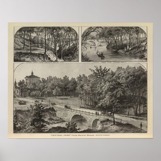 Central Park von Main St Bridge, Marion, Kansas Poster (Vorne)