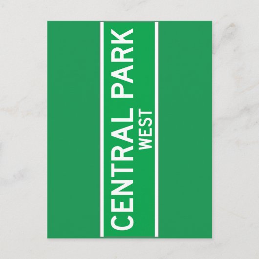 Central Park West, New York Street Sign Postkarte (Vorderseite)