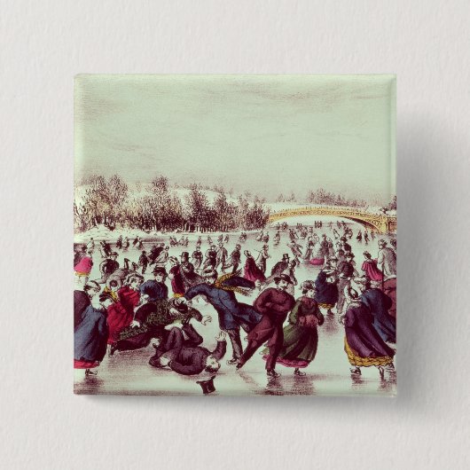Central Park, Winter: Der Skaten-Karneval Button (Vorderseite)