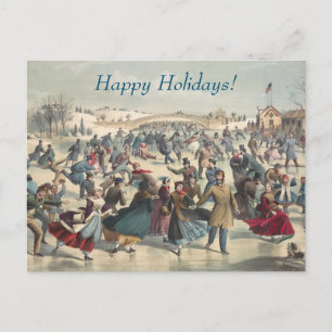 Central Park, Winter. Der Skaten-Teich New York Feiertagspostkarte