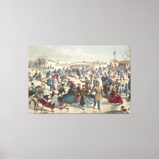 Central Park, Winter. Der Skaten-Teich New York Leinwanddruck (Vorderseite)