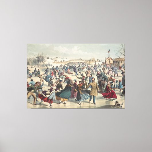 Central Park, Winter. Der Skaten-Teich New York Leinwanddruck (Vorderseite)