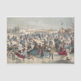 Central Park, Winter. Der Skaten-Teich New York Seidenpapier