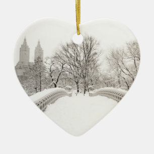 Central Park-Winter Romance - Bogen-Brücke Keramikornament