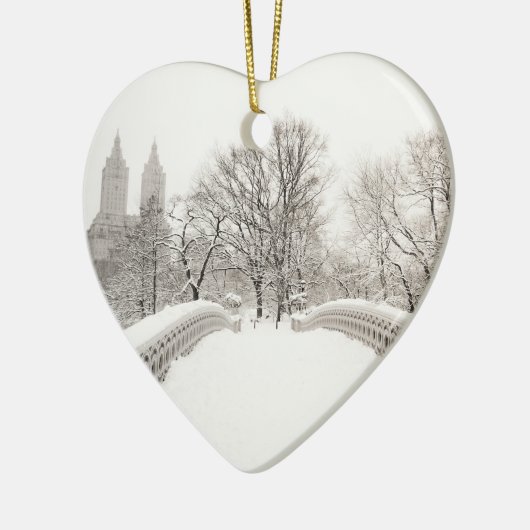Central Park-Winter Romance - Bogen-Brücke Keramikornament (Links)