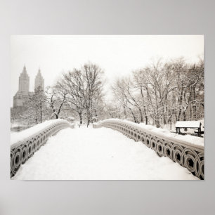 Central Park Winter Romance - Bow Bridge Poster