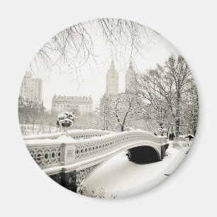 Central Park-Winter - Schnee auf Bogen-Brücke Magnet