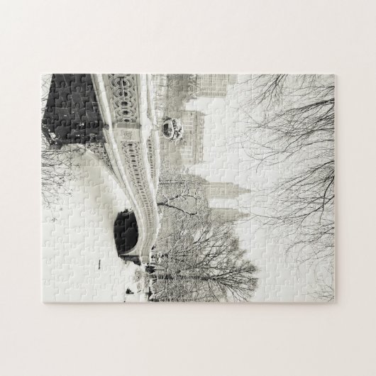 Central Park-Winter - Schnee auf Bogen-Brücke Puzzle (Horizontal)