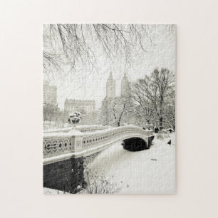 Central Park-Winter - Schnee auf Bogen-Brücke Puzzle