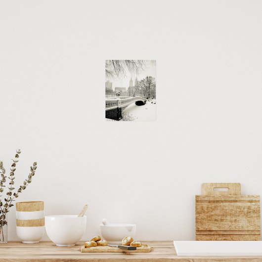 Central Park Winter - Snow on Bow Bridge Poster (Küche)