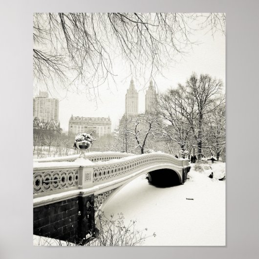 Central Park Winter - Snow on Bow Bridge Poster (Vorne)