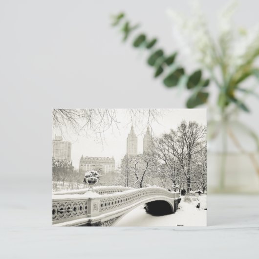 Central Park Winter - Snow on Bow Bridge Postkarte (Stehend Vorderseite)