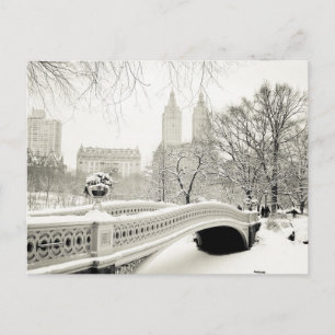 Central Park Winter - Snow on Bow Bridge Postkarte