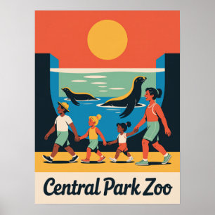 Central Park Zoo Manhattan Family Robben-Ausstellu Poster
