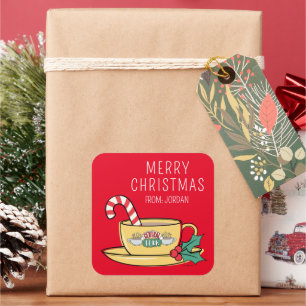 Central Perk Holiday Tasse Weihnachtsgeschenkmar Quadratischer Aufkleber