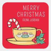 Central Perk Holiday Tasse | Weihnachtsgeschenkmar Quadratischer Aufkleber (Vorderseite)