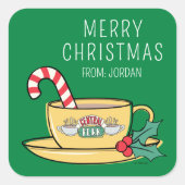 Central Perk Holiday Tasse | Weihnachtsgeschenkmar Quadratischer Aufkleber (Vorderseite)