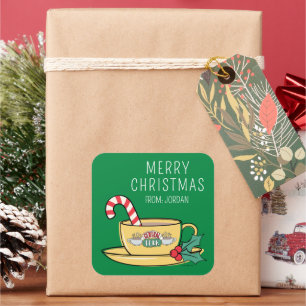 Central Perk Weihnachtstasse Weihnachtsgeschenka Quadratischer Aufkleber