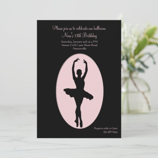 Centre Bühne Ballerina Einladung (Stehend Vorderseite)
