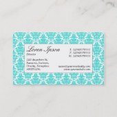 Centre Label - Aqua Damask Visitenkarte (Rückseite)