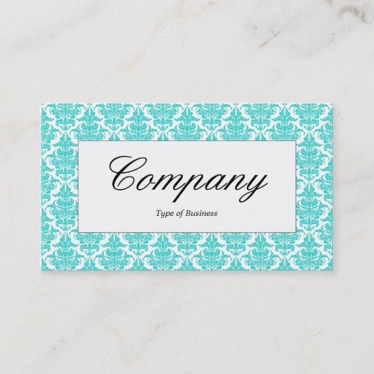 Centre Label - Aqua Damask Visitenkarte (Vorderseite)