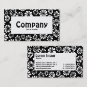 Centre Label - B&W Floral Visitenkarte (Vorne/Hinten)