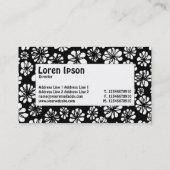 Centre Label - B&W Floral Visitenkarte (Rückseite)