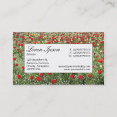 Centre Label - Bett der Tulpen Visitenkarte (Rückseite)