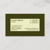 Centre Label - Cream with Murky Green 333300 Visitenkarte (Rückseite)