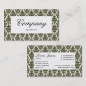 Centre Label - Dark Olive Damask Visitenkarte (Vorne/Hinten)