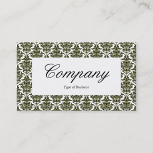 Centre Label - Dark Olive Damask Visitenkarte