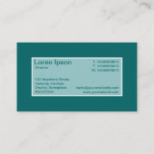 Centre Label II - Light Blue Green mit Aquamariner Visitenkarte (Rückseite)