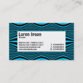 Centre Label - Op Art III 01 - Schwarz und Blau Visitenkarte (Rückseite)