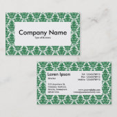 Centre Label v4 - Forest Green Damask Visitenkarte (Vorne/Hinten)