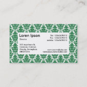 Centre Label v4 - Forest Green Damask Visitenkarte (Rückseite)