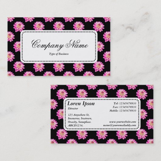 Centre Label v5 - Chrysanthemum Pattern auf Schwar Visitenkarte (Vorne/Hinten)