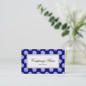 Centre Label v5 - Chrysanthemum Pattern Dp Navy Bl Visitenkarte (Stehend Vorderseite)