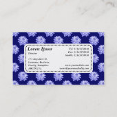 Centre Label v5 - Chrysanthemum Pattern Dp Navy Bl Visitenkarte (Rückseite)