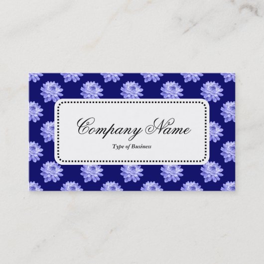 Centre Label v5 - Chrysanthemum Pattern Dp Navy Bl Visitenkarte (Vorderseite)