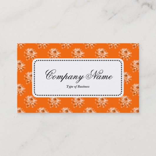 Centre Label v5 - Chrysanthemum Pattern Orange Visitenkarte (Vorderseite)