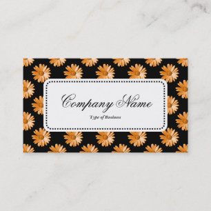 Centre Label v5 - Daisies - Lt Orange on Black Visitenkarte