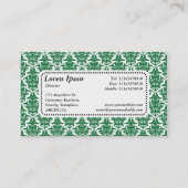 Centre Label v5 - Forest Green Damask Visitenkarte (Rückseite)